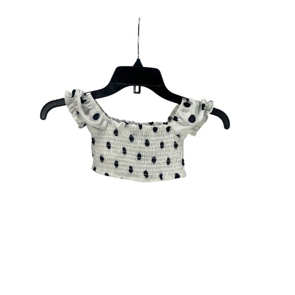NOVAKids Polka Dot Off-Shoulder Toddler Top Size 2 White Black Smocked Birthday - Picture 8 of 11